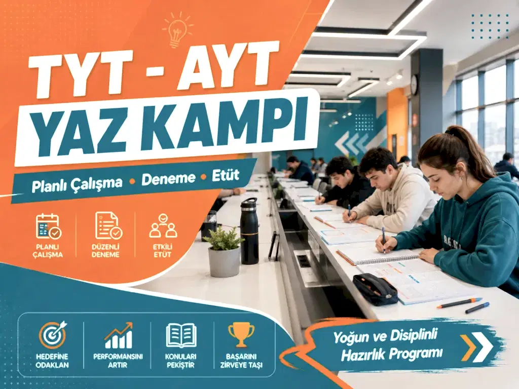 TYT yaz kampı Bakı da 13 Temmuz da başlıyor 21 Ağustos ta bitiyor. İsteyene TYT, isteyene AYT odaklı program ve haftalık denemelerle yaz tatilini fırsata çevir.